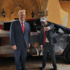 Adin Ross stand with Trump in front of a Cybertruck